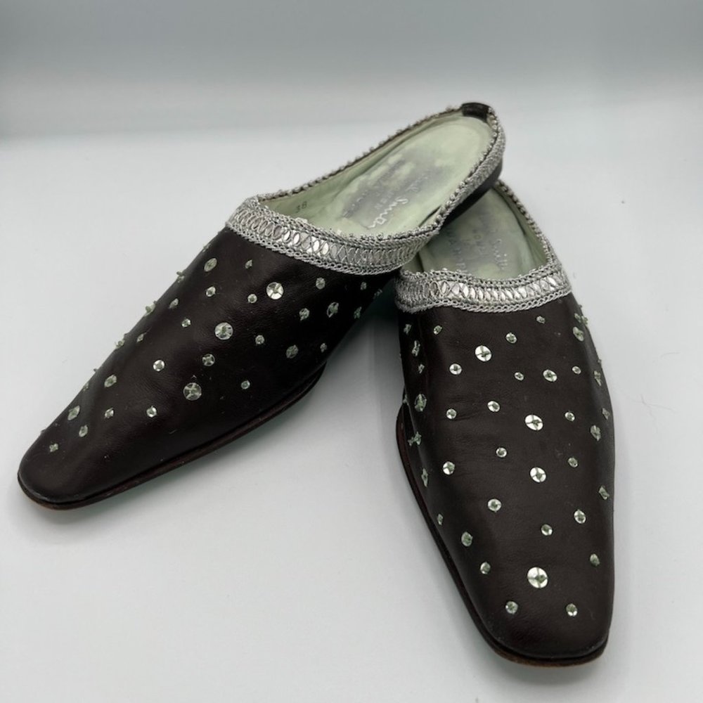 Paul Stuart for Emma Hope Dark Gray Satin Mules Size 38